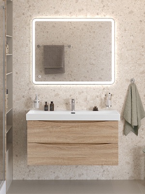 Тумба с раковиной подвесная BelBagno MARINO-CER-N 100 Rovere Bianco, раковина BB-8078-100