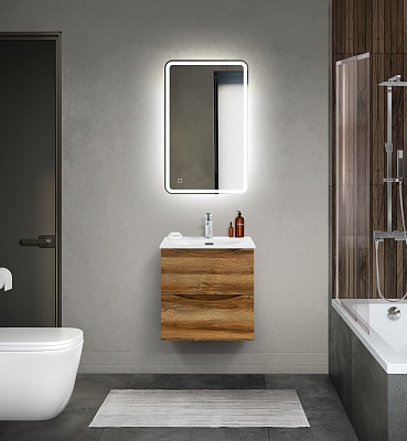 Тумба с раковиной подвесная BelBagno MARINO-CER-MINI 50 Rovere Rustico, раковина белая