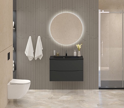 Тумба с раковиной подвесная BelBagno MARINO 80 Nero Lucido, раковина чёрная BB800/450-LV-ART-PR-NERO