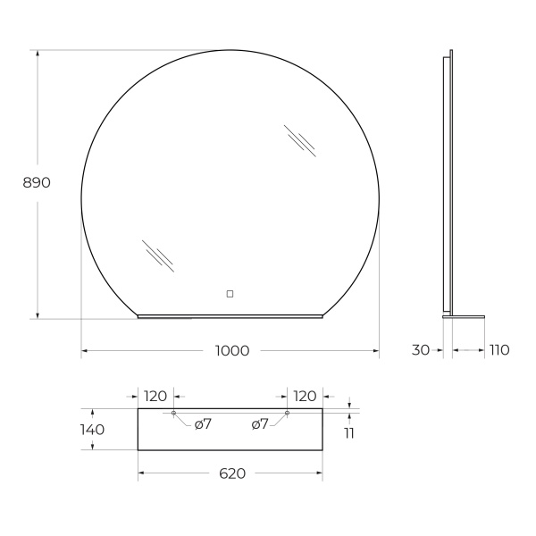 Зеркало BelBagno SPC-RNG-1000-LED-TCH-MENS