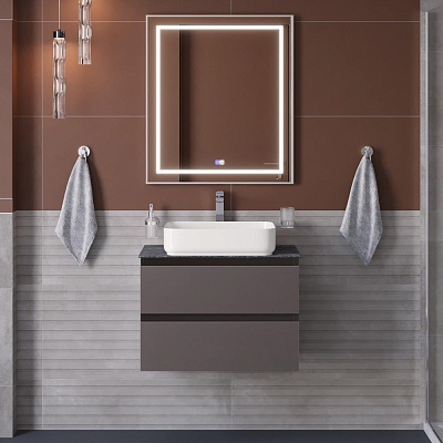 Тумба со столешницей подвесная BelBagno KRAFT 60 Темно-Серый Матовый, столешница KEP-60-GRN