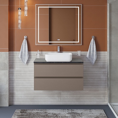 Тумба со столешницей подвесная BelBagno KRAFT 90 Бежевый матовый, столешница KEP-90-MNO
