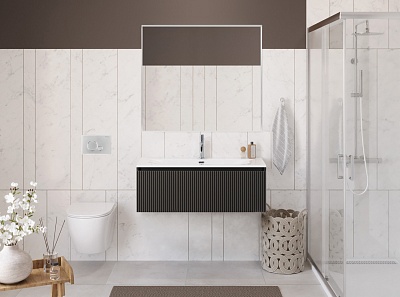 Тумба с раковиной подвесная с одним ящиком BelBagno UNO 100 Темно-Серый Матовый, раковина BB-8099-100