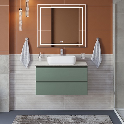 Тумба со столешницей подвесная BelBagno KRAFT 90 Еловый Матовый, столешница KEP-90-MGL