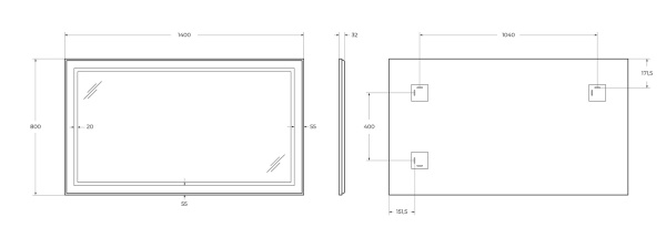 Зеркало BelBagno SPC-KRAFT-1400-800-SENS-AL