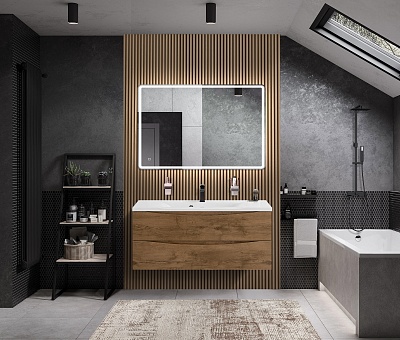 Тумба с раковиной подвесная BelBagno MARINO 120 Rovere Nature, раковина белая