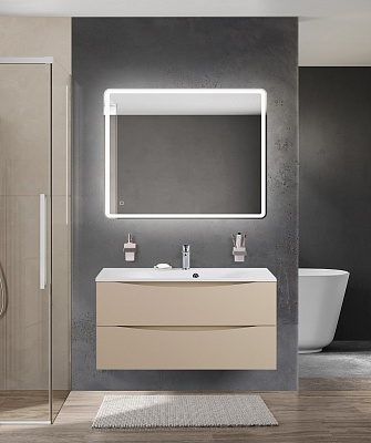 Тумба с раковиной подвесная BelBagno MARINO 100 Crema Opaco, раковина белая BB1000/450-LV-MR-FT
