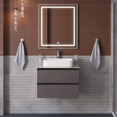 Тумба со столешницей подвесная BelBagno KRAFT 70 Темно-Серый Матовый, столешница KEP-70-BO