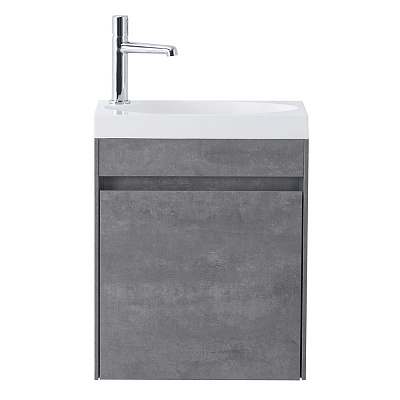 Тумба с раковиной подвесная с дверкой BelBagno PIETRA MINI 46-L Stucco Cemento, раковина белая