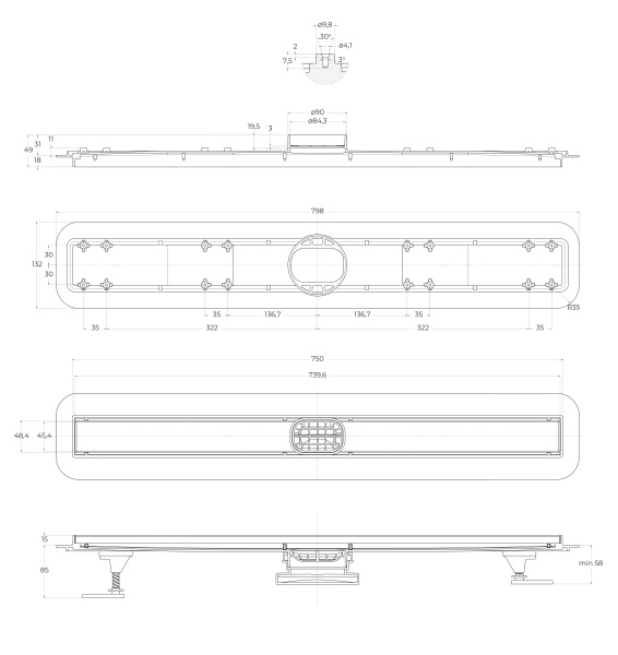 Душевой лоток BelBagno BB-LD-LUCE-80-CR