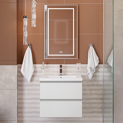 Тумба с раковиной подвесная BelBagno СТРУКТУРА (KRAFT) 60 Белый матовый, раковина BB-8070-60