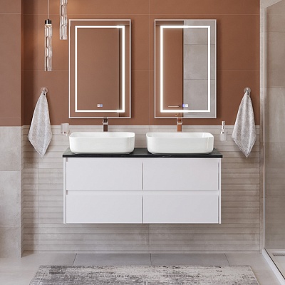 Тумба с четырьмя ящиками и столешницей подвесная BelBagno KRAFT 120 Bianco Opaco, столешница KEP-120-2-MNO