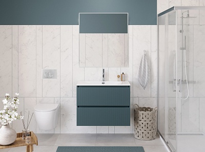 Тумба с раковиной подвесная BelBagno UNO 80 Голубой Матовый, раковина BB-8099-80