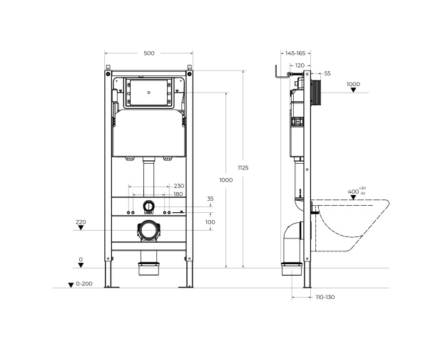 Инсталляция для унитазов в комплекте с кнопкой смыва BelBagno BB-101-M-BC