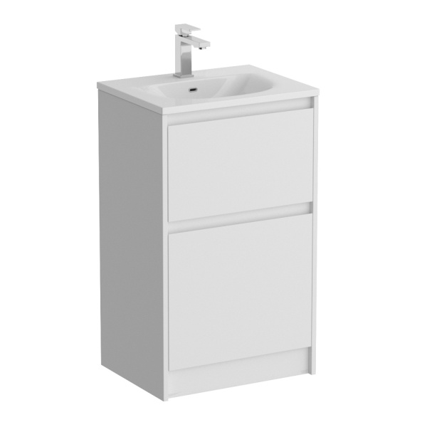 Тумба с раковиной напольная BelBagno СТРУКТУРА (KRAFT 39) 50 Bianco Opaco, раковина белая BB-8099-3-50 — фото 3