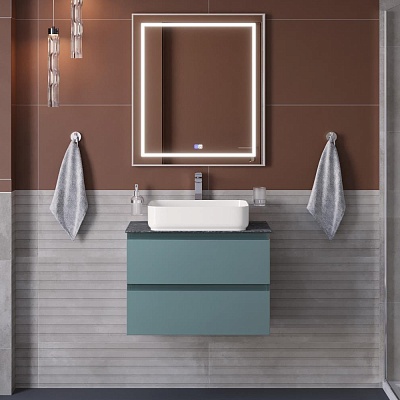 Тумба со столешницей подвесная BelBagno KRAFT 70 Голубой Матовый, столешница KEP-70-GRN