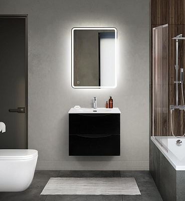 Тумба с раковиной подвесная BelBagno MARINO-CER-MINI 60 Nero Lucido, раковина белая
