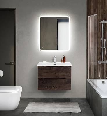 Тумба с раковиной подвесная BelBagno MARINO-CER-MINI 70 Rovere Nature Grigio, раковина белая