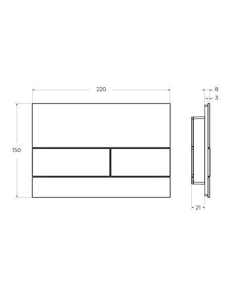 LUX-GN-1-BORO Кнопка смыва CEZARES LUX Черное стекло, клавиши брашированное золото (пластик) — фото 5