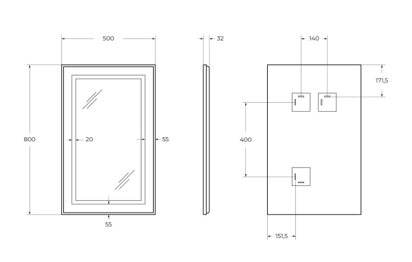 Зеркало BelBagno SPC-KRAFT-500-800-SENS-NERO