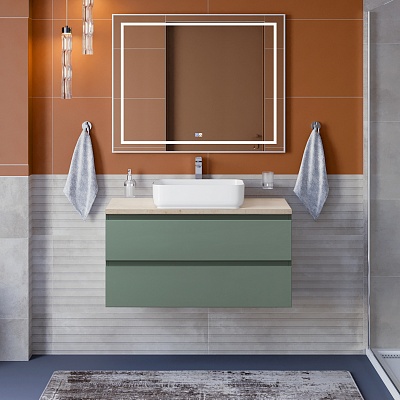 Тумба со столешницей подвесная BelBagno KRAFT 100 Еловый Матовый, столешница KEP-100-MCO