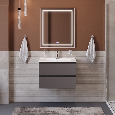 Тумба с раковиной подвесная BelBagno KRAFT 60 Темно-Серый Матовый, раковина BB600ETL