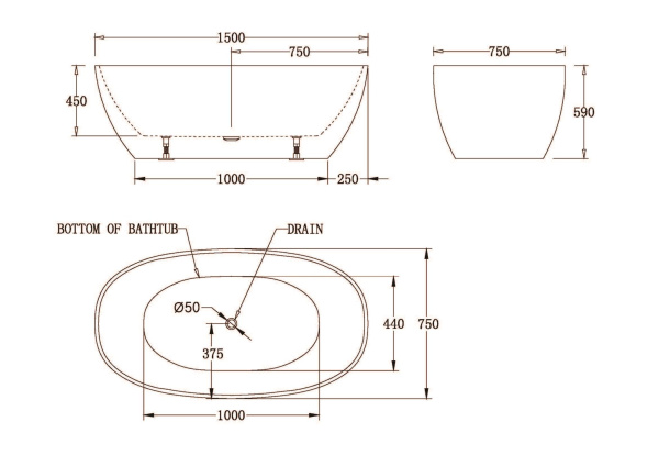 Акриловая ванна BelBagno BB81-1500-W0