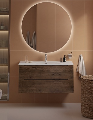 Тумба с раковиной подвесная BelBagno ETNA 100 Rovere Moro, раковина белая BB-8099-100