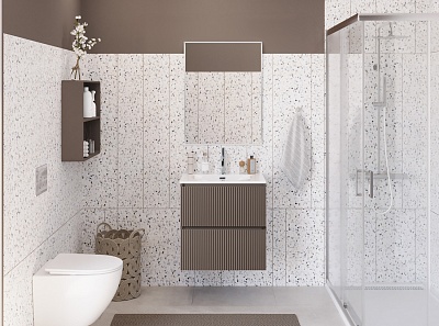 Тумба с раковиной подвесная BelBagno UNO-MINI 70 Бежевый матовый, раковина BB-8099-3-70