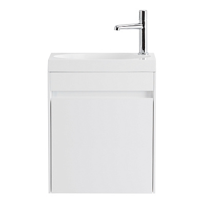 Тумба с раковиной подвесная с дверкой BelBagno PIETRA MINI 46-L Bianco Lucido, раковина белая