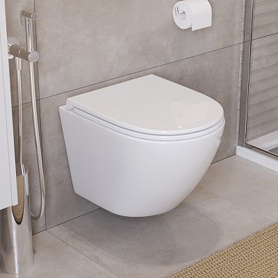 Унитаз подвесной безободковый с сиденьем BelBagno UNO BB3105CHR/SC