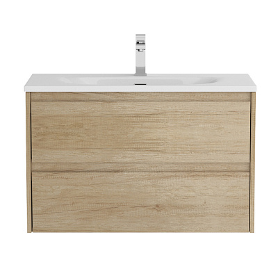 Тумба с раковиной подвесная BelBagno KRAFT 39 80 Rovere Nebrasca Nature, раковина белая BB-8099-3-80