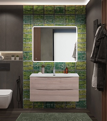 Тумба с раковиной подвесная BelBagno MARINO-CER-N 100 Rovere Grigio, раковина BB-8099-100
