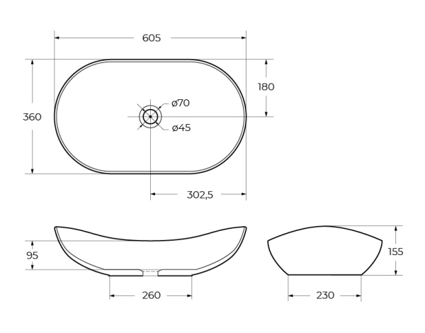 Накладная раковина BelBagno BB1404-H311