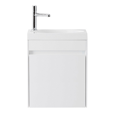 Тумба с раковиной подвесная с дверкой BelBagno PIETRA MINI 46-R Bianco Lucido, раковина белая