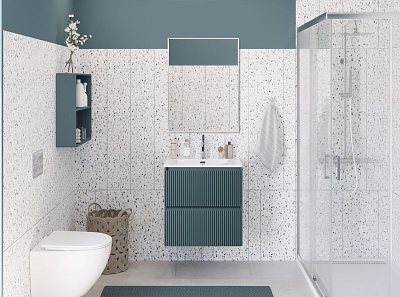 Тумба с раковиной подвесная BelBagno UNO 60 Голубой Матовый, раковина BB-8099-60