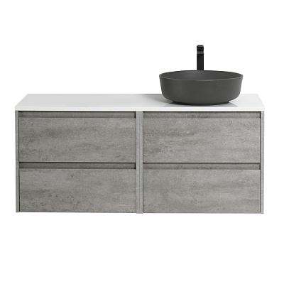 Тумба со столешницей подвесная BelBagno KRAFT 120 Cemento Grigio, раковина справа