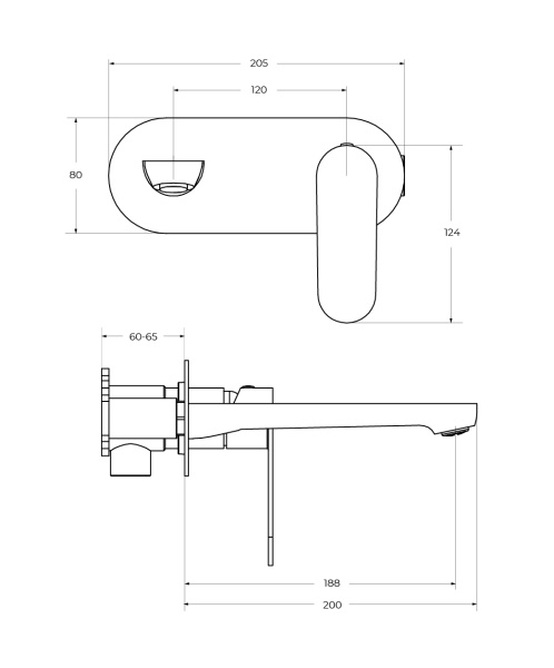 STYLUS-BLI1-01-W0 Смеситель для раковины встраиваемый с внутренней частью, без донного клапана, хром — фото 6
