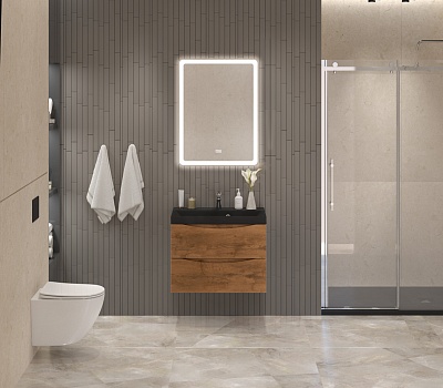 Тумба с раковиной подвесная BelBagno MARINO 70 Rovere Nature, раковина чёрная BB700/450-LV-ART-AST-NERO