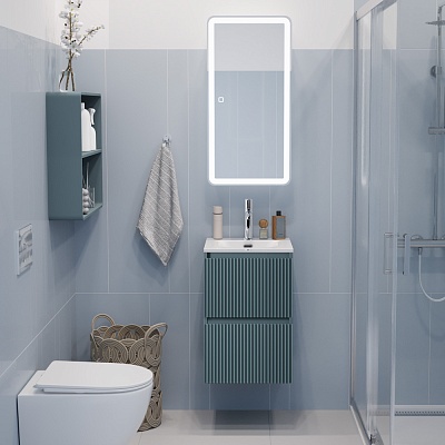Тумба с раковиной подвесная BelBagno UNO-MINI 40 Голубой Матовый, раковина BB-8099-3-40