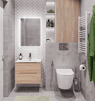 Тумба с раковиной подвесная BelBagno ETNA 60 Rovere Bianco, раковина белая