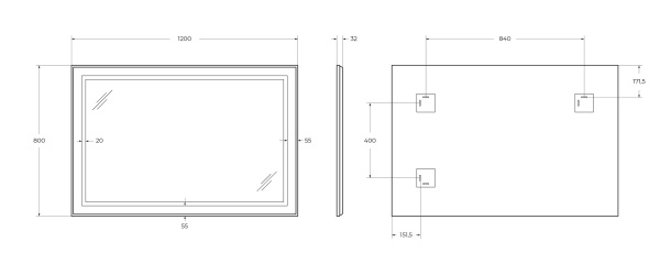 Зеркало BelBagno SPC-KRAFT-1200-800-SENS-NERO