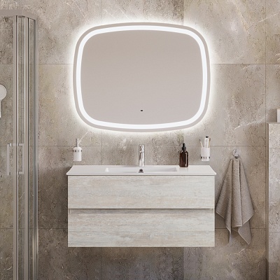 Тумба с раковиной подвесная CEZARES MOLVENO 46 100 Legno Bianco, раковина белая CZR-8002-100