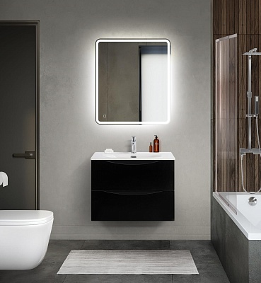 Тумба с раковиной подвесная BelBagno MARINO-CER-MINI 70 Nero Lucido, раковина белая