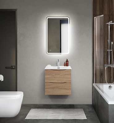Тумба с раковиной подвесная BelBagno MARINO-CER-MINI 50 Rovere Bianco, раковина белая