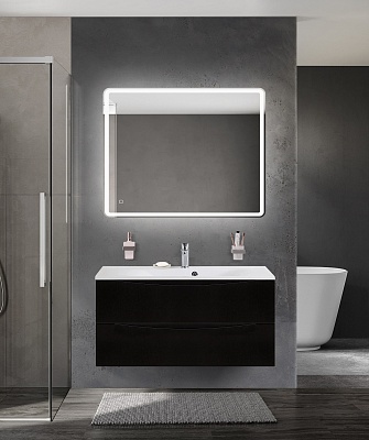 Тумба с раковиной подвесная BelBagno MARINO 100 Nero Lucido, раковина белая BB1000/450-LV-MR-FT