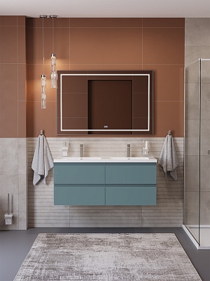Тумба с раковиной подвесная с четырьмя ящиками BelBagno СТРУКТУРА (KRAFT) 120 Голубой Матовый, раковина BB-8070-120-2