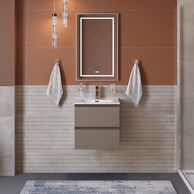 Тумба с раковиной подвесная BelBagno KRAFT 39 50 Бежевый матовый, раковина BB500/390ETL