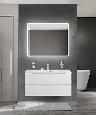 Тумба с раковиной подвесная BelBagno MARINO 100 Bianco Lucido, раковина белая BB1000/450-LV-MR-FT