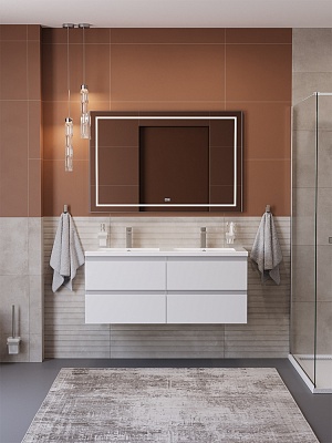 Тумба с раковиной подвесная с четырьмя ящиками BelBagno СТРУКТУРА (KRAFT) 120 Белый матовый, раковина BB-8070-120-2